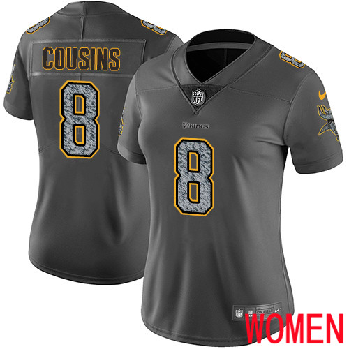 Minnesota Vikings 8 Limited Kirk Cousins Gray Static Nike NFL Women Jersey Vapor Untouchable